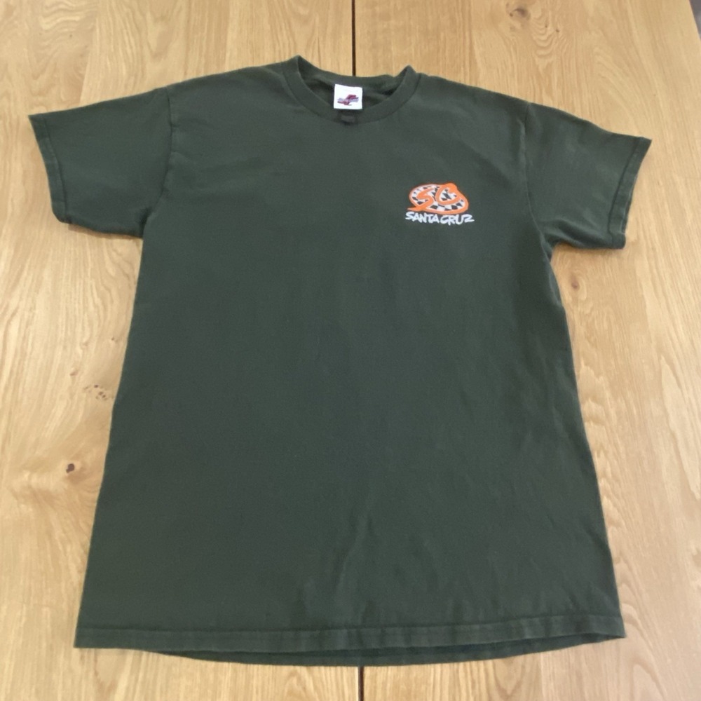 Santa Cruz Logo T-Shirt Men's Medium Green Skateboarding Retro Tag